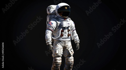 a white astronaut on a black background realistic