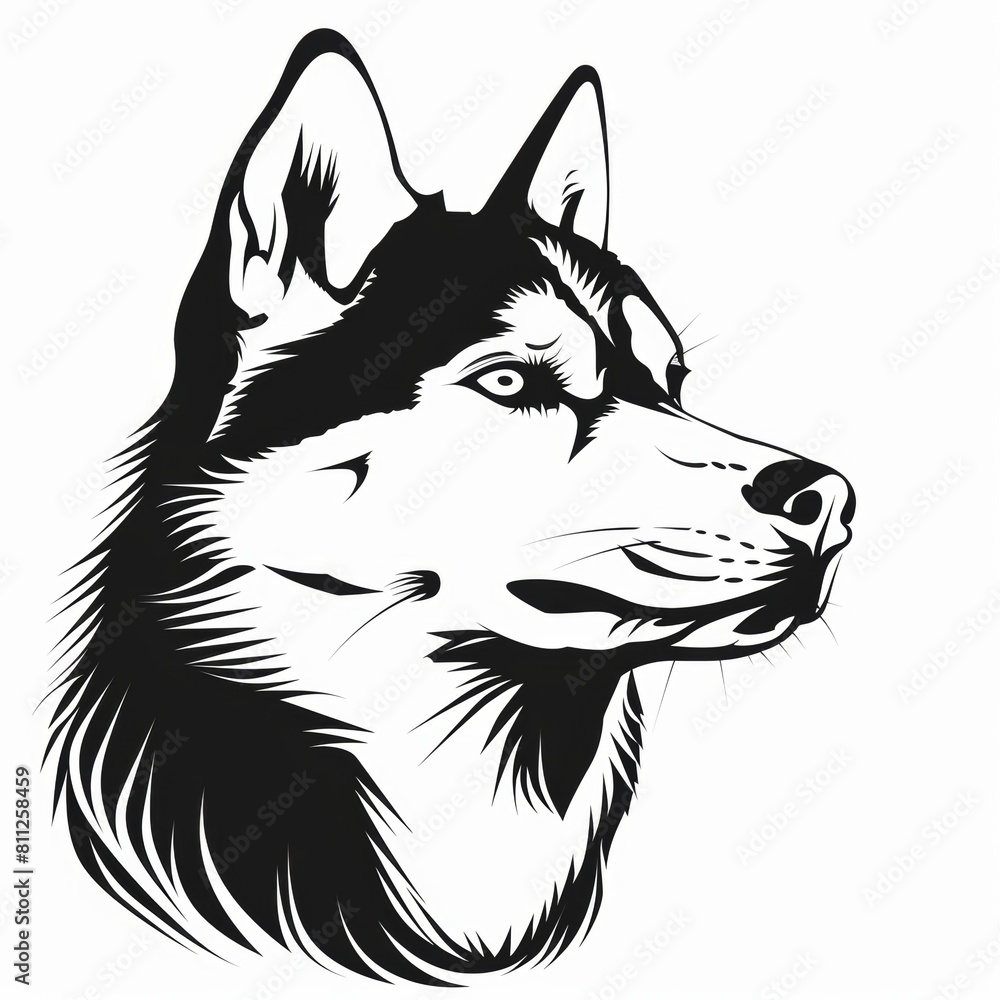 Naklejka premium Head portrait of a Husky dog. Vector illustration