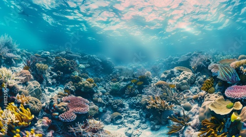 Vibrant underwater panorama of a tropical reef  AI Generative hyper realistic 