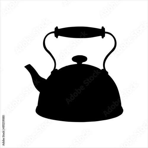 Tea kettle silhouette isolated on white background. Tea kettle icon vector illustration design.