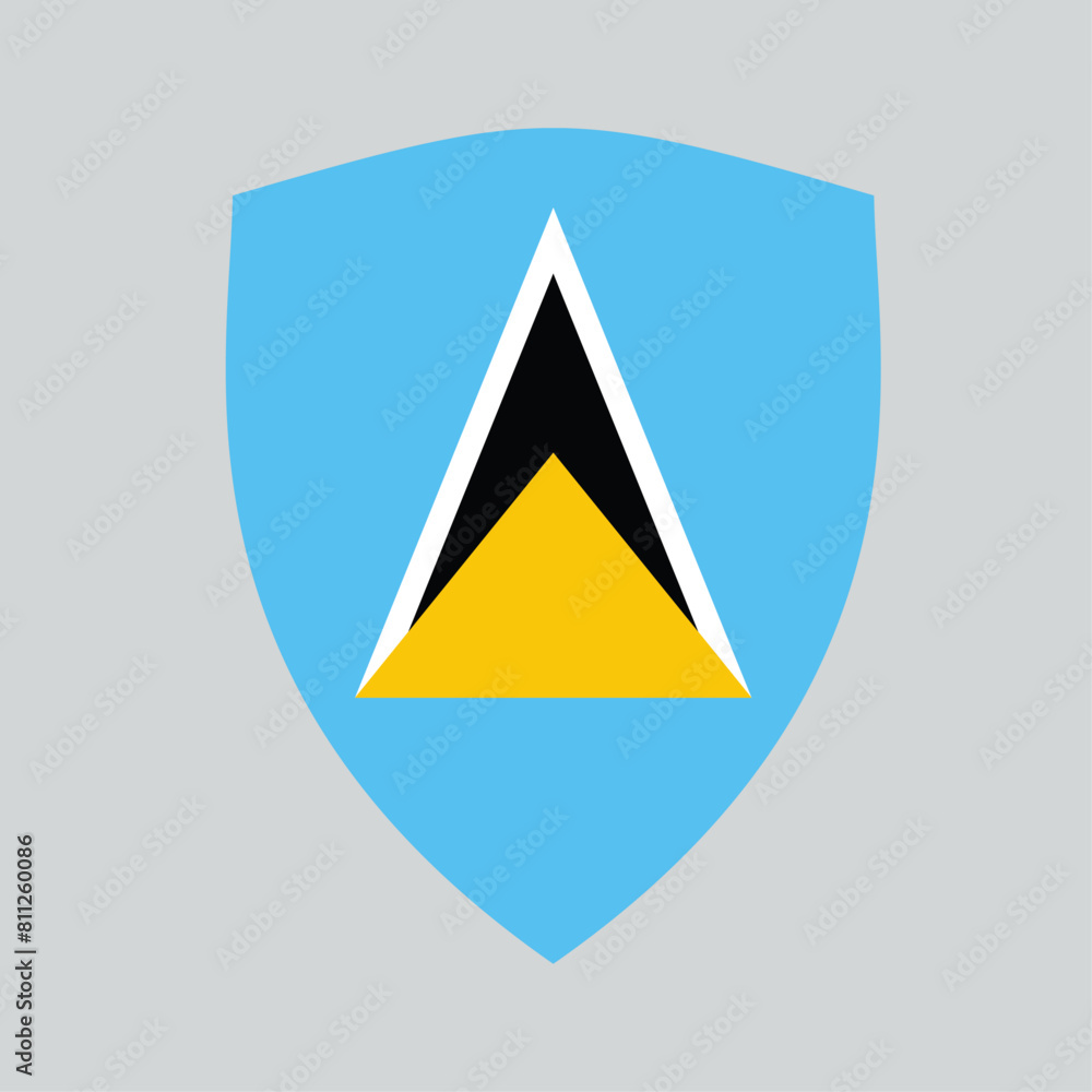 Saint Lucia Flag in Shield Shape Frame Saint Lucia Flag in Shield Shape Frame