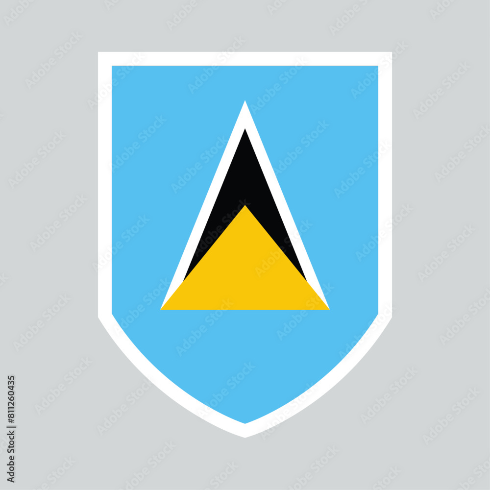 Saint Lucia Flag in Shield Shape Frame Saint Lucia Flag in Shield Shape Frame