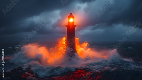Lighthouse Standing Tall Against A Stormy Sea