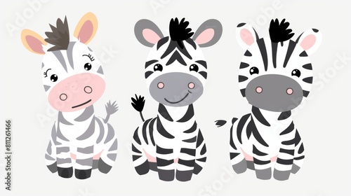 Zebra. Flat vector illustration of cute animal. Baby nursery art.