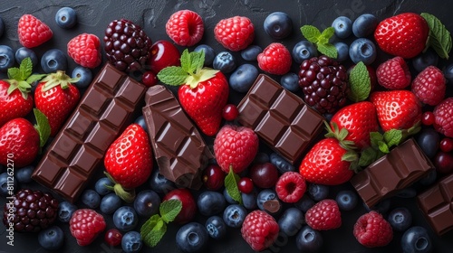 Antioxidants incorporate foods rich in antioxidants such as berries, dark chocolate AI generated photo