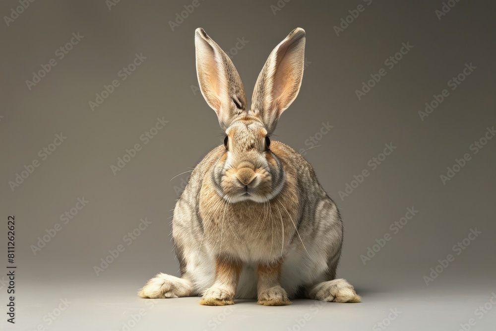 A rabbit with closed eyes sitting on the ground, A majestic rabbit with long ears and a regal stance A rabbit with closed eyes sitting on the ground, A majestic rabbit with long ears and a regal stance