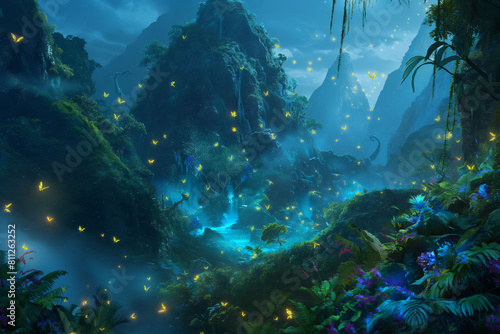 Wallpaper Mural Magical landscapes comes to life, with glowing plants and whimsical creatures Torontodigital.ca