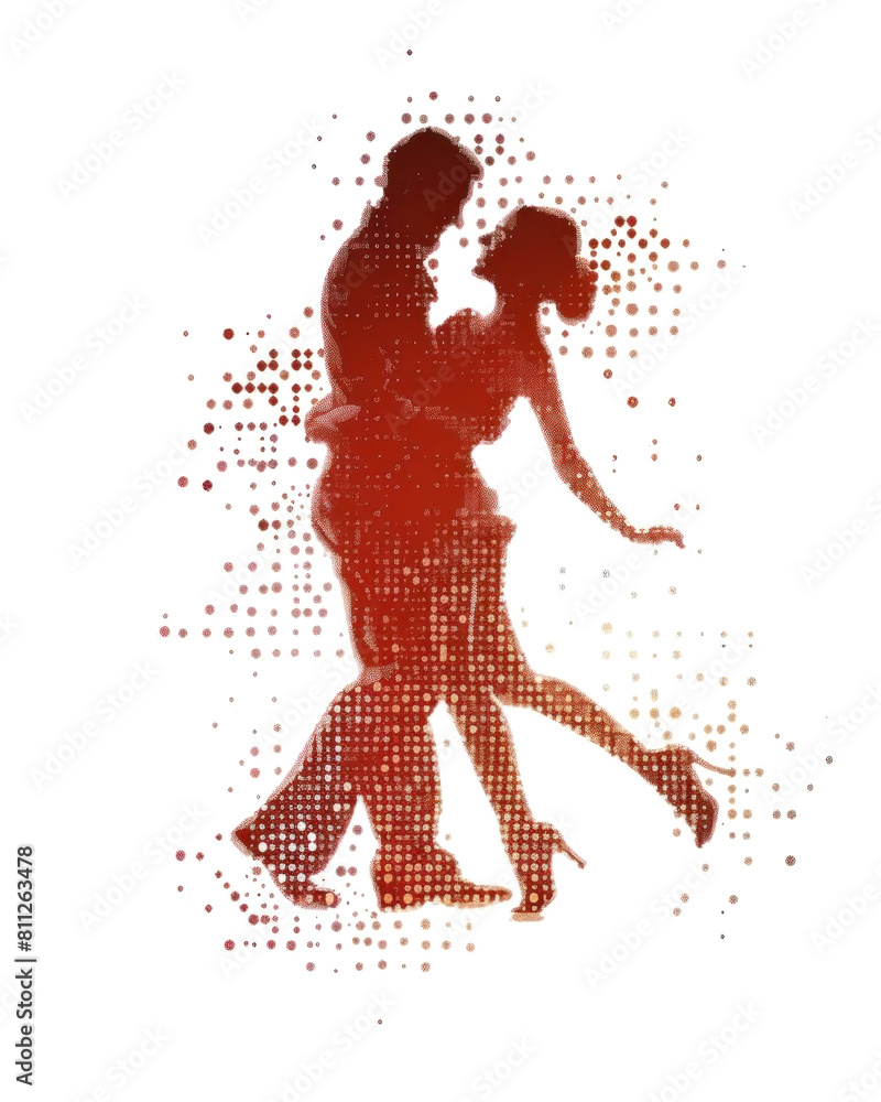 Elegant dot art of a couple dancing, capturing a moment of intimacy and grace