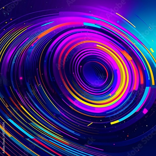 Abstract background with colorful neon circles. Vector illustration. Eps 10.