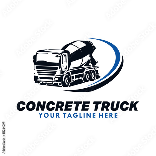 concrete mixer truck logo vector template