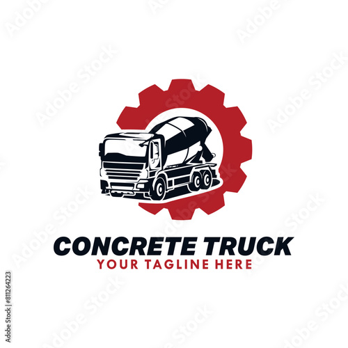 concrete mixer truck logo vector template
