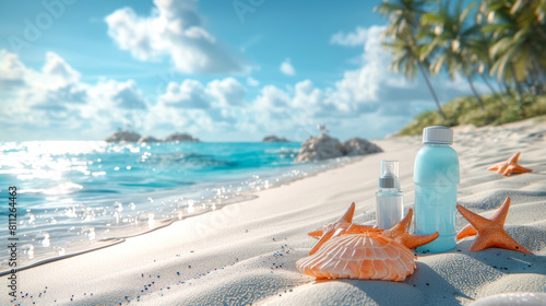 Sun-kissed skin, glistening with water, shielded by premium sunscreen for a luminous . photo