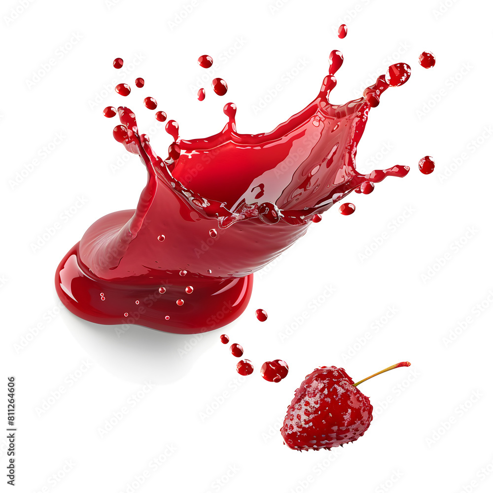 Red juice wine splash with drops isolated on white background Red juice wine splash with drops isolated on white background