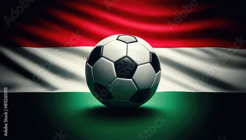 Soccer ball on the background of the Hungarian flag  UEFA Euro 2024  European Football Championship 2024 