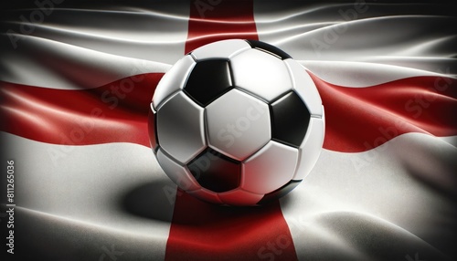 Soccer ball on the background of the flag of England, UEFA Euro, European Football Championship, Europa League, Nations League, Champions League