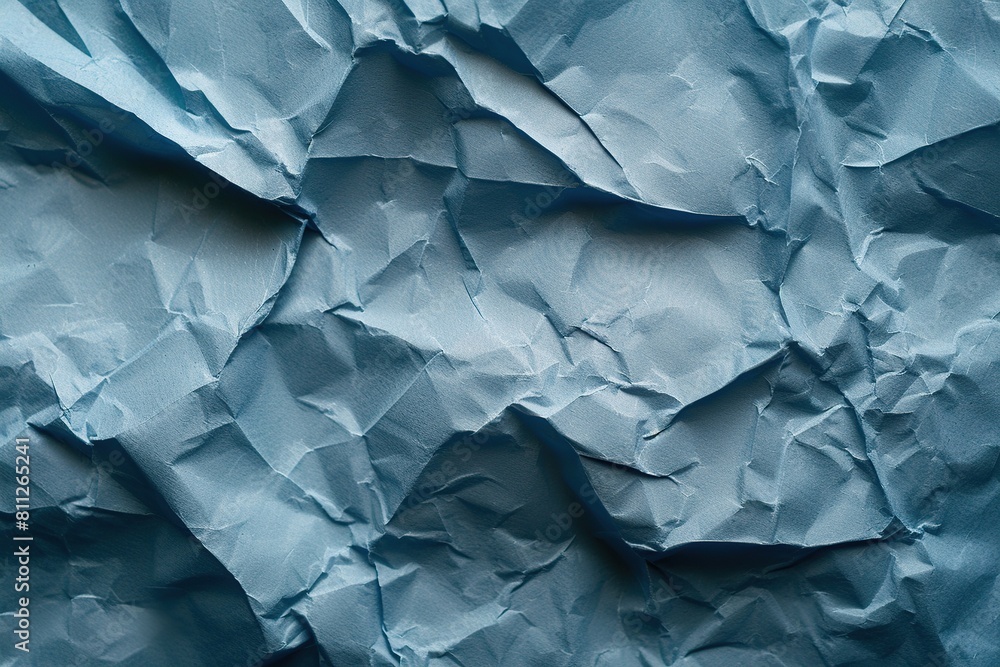 Fototapeta premium Blue crumpled paper background
