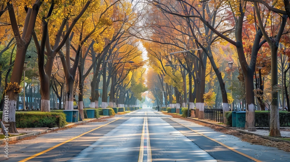 Empty road surrounding with trees