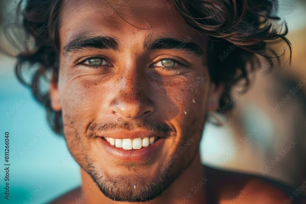 Close-up of a man with a confident smile on his face, A man with piercing eyes and a confident smile Close-up of a man with a confident smile on his face, A man with piercing eyes and a confident smile