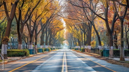 Empty road surrounding with trees