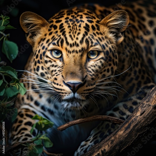 Portrait of a leopard in the wild. © tnihousestudio