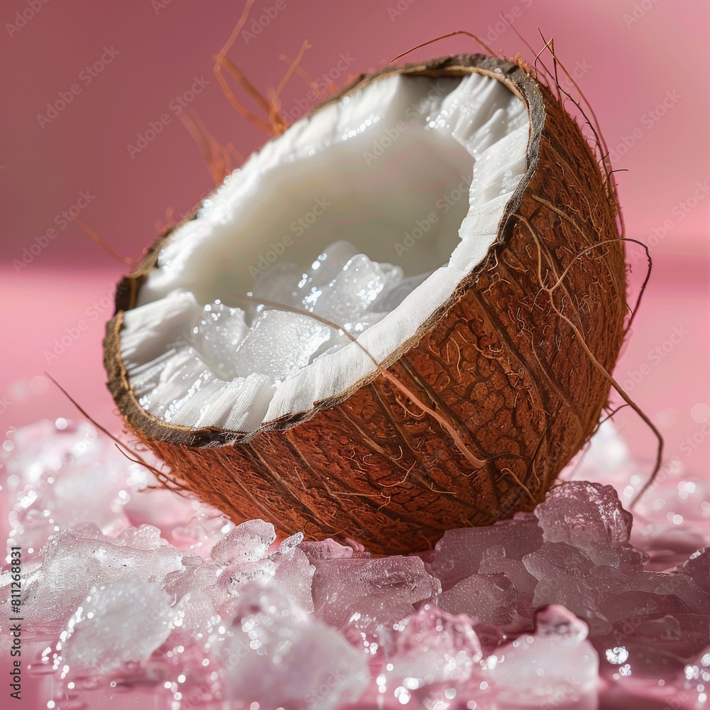 Half Eaten Coconut on Ice