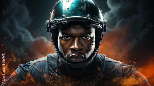 Football Player Holding a Football