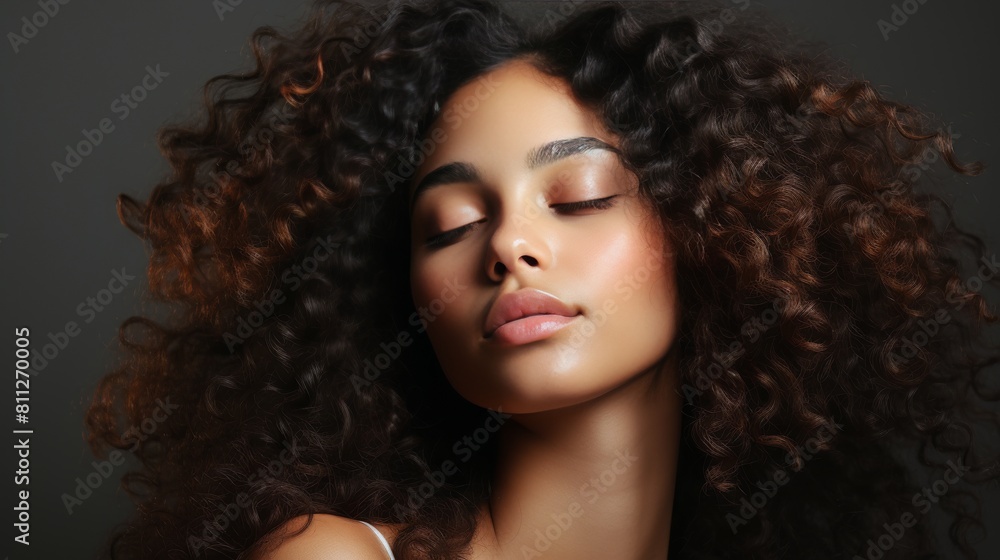 Fototapeta premium Woman With Red Curly Hair Posing