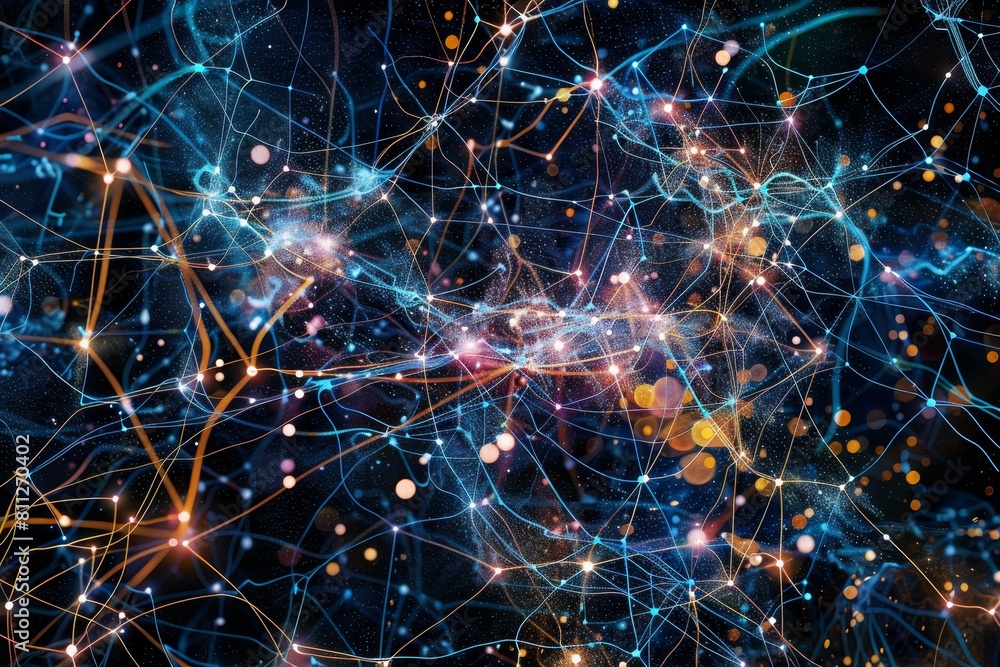 A computer-generated cluster of stars shining brightly in the infinite expanse of the cosmos, A mesmerizing network of information exchange A computer-generated cluster of stars shining brightly in the infinite expanse of the cosmos, A mesmerizing network of information exchange