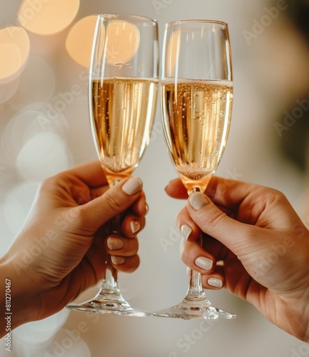 Two People Holding Glasses of Champagne Close Up