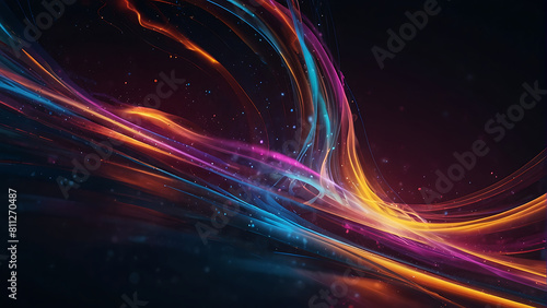 Abstract Neon Swirls in a Dark Background