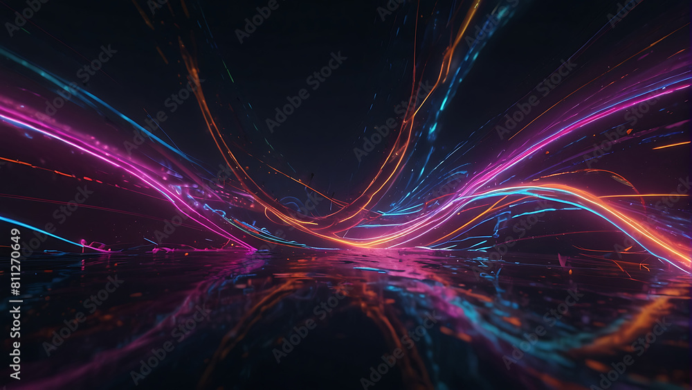 Abstract Neon Swirls in a Dark Background Abstract Neon Swirls in a Dark Background