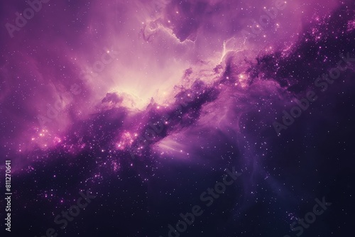 Mesmerizing purple and blue space filled with stars in a cosmic nebula, A mesmerizing purple nebula stretching across the horizon