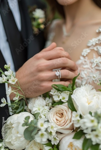 Bride and Groom Posed for Wedding Photo