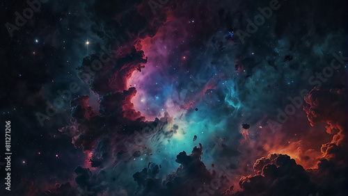 Vibrant Nebula With Stars in Outer Space photo