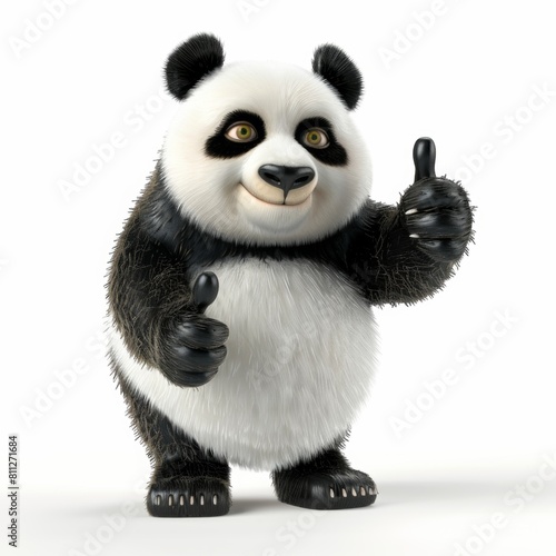 3D Vector illustration cartoon of a cute panda over white background. © Joyce