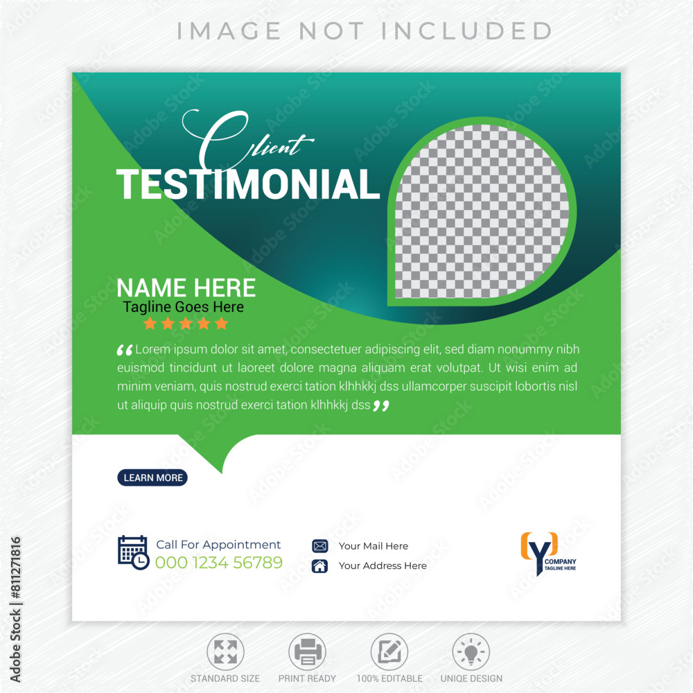 Customer feedback testimonial social media post web banner template.web banner with color variation Customer feedback testimonial social media post web banner template.web banner with color variation