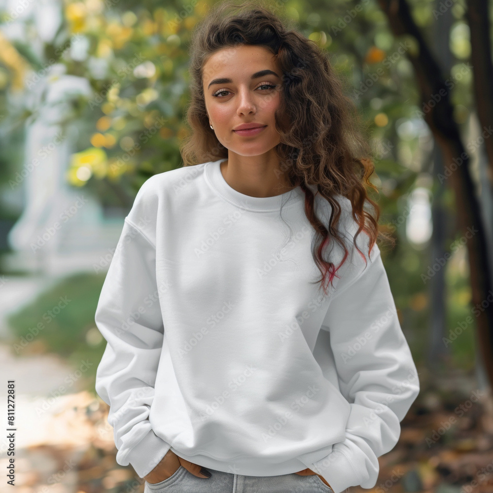 Sweatshirt Mockup, woman wearing white sweatshirts Sweatshirt Mockup, woman wearing white sweatshirts