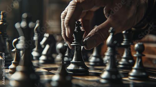 Fingers holding onto the King on a chess set