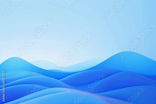 Abstract blue background with hill shapes under a blue sky, A minimalist design featuring a gradient of blues on a smooth blue background