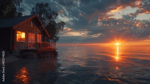 A house is on a dock by the water
