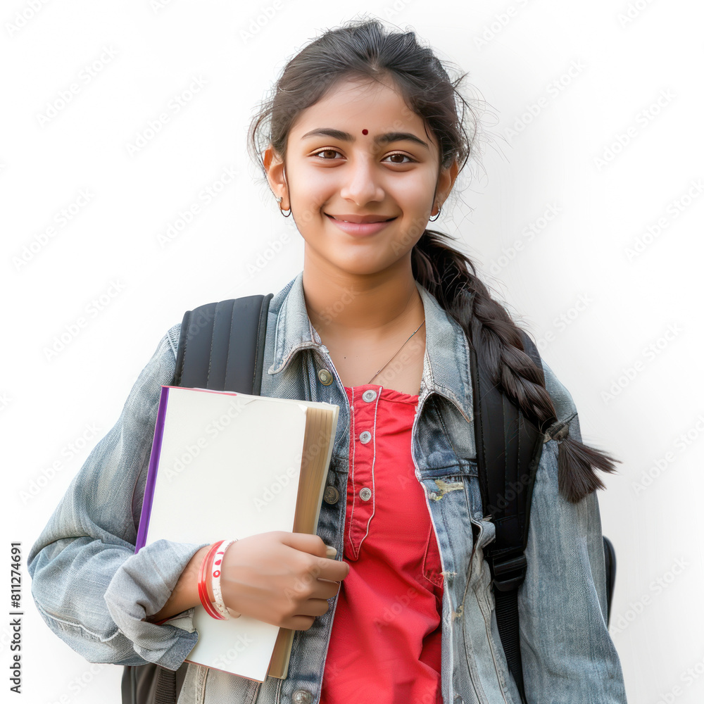 college girl standing on white background college girl standing on white background