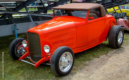 Traditional Styled Hot Rod Roadster - Beautiful hot rod roadster based upon a 1930s convertible, on display at a local car show  in New Brunswick Canada.