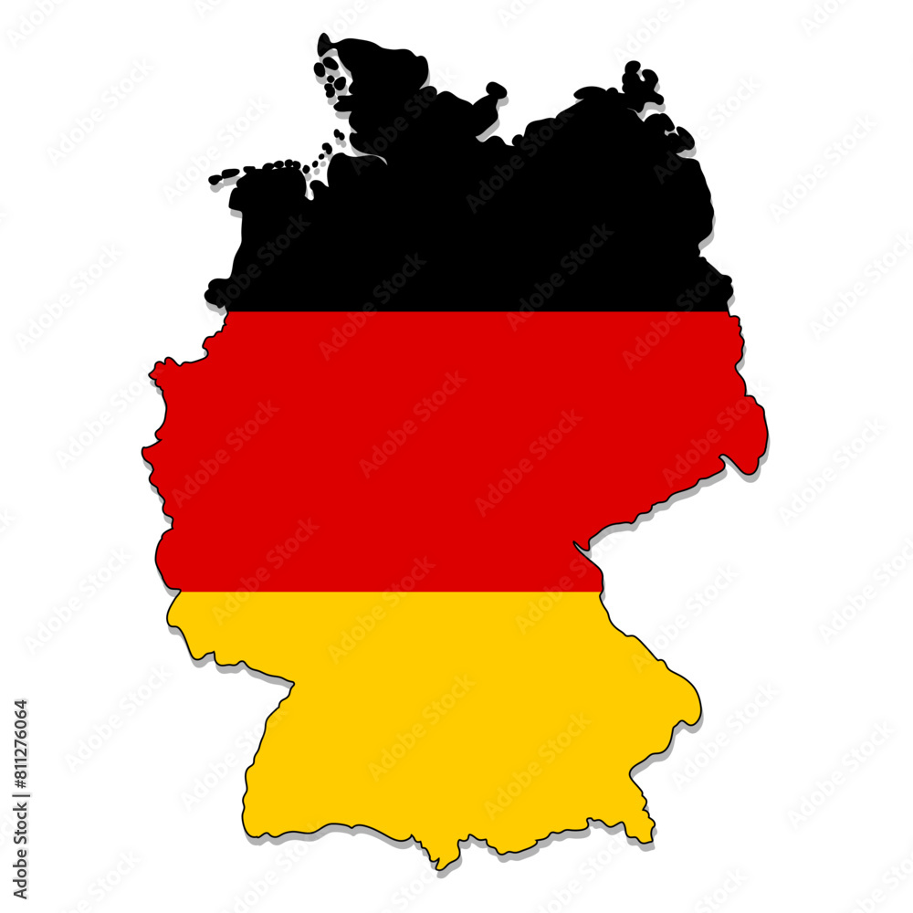 Germany map with colors of germany flag. vector illustration