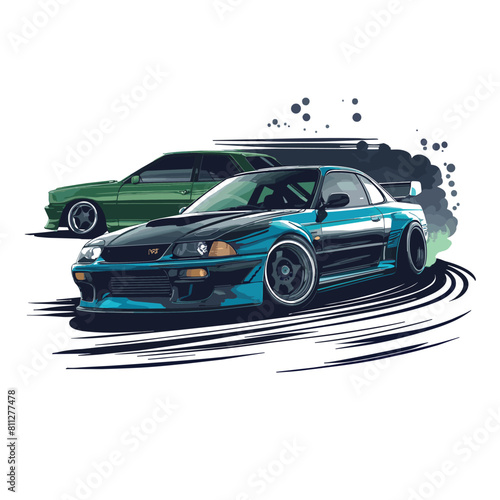 JDM Tuner Car Illustrations vector