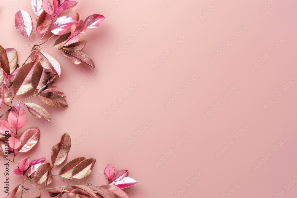 Pink flowers on a pink background with metallic accents, A modern pink background with metallic accents