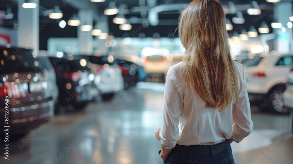 Female at a vehicle dealership Female at a vehicle dealership