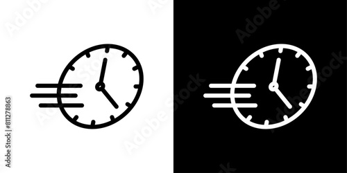 Speed Time Icon Set. Rapid Clock Vector Symbol. photo