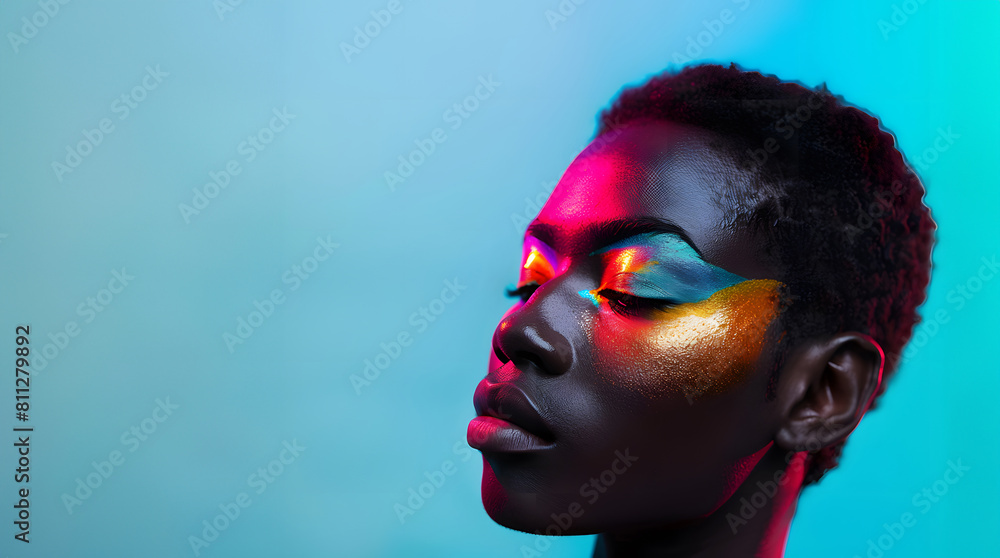Bright Makeup Woman Portrait. Generative AI Bright Makeup Woman Portrait. Generative AI
