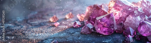 Glamorous Purple Gemstones Arranged on Rough Surface