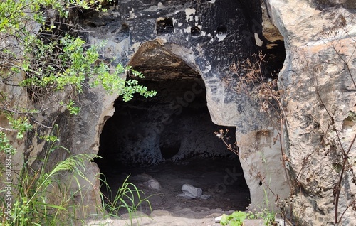 Entrance to the ritual cave near the kibbutz Hazorea near Haifa photo